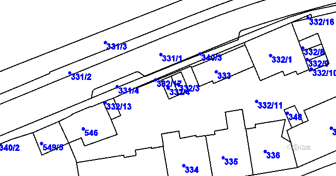 Parcela st. 332/4 v KÚ Drahovice, Katastrální mapa