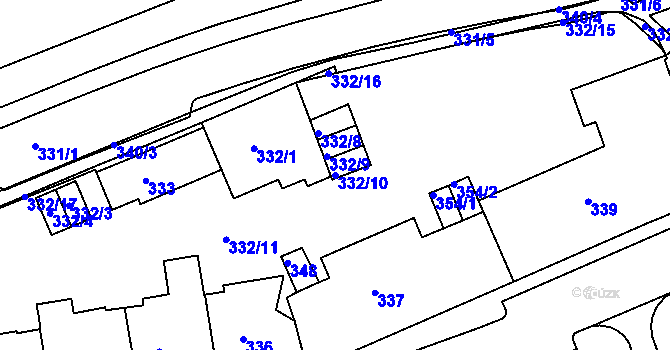 Parcela st. 332/10 v KÚ Drahovice, Katastrální mapa