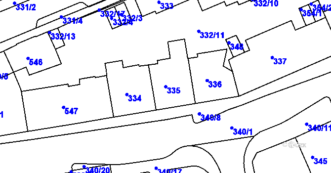 Parcela st. 335 v KÚ Drahovice, Katastrální mapa