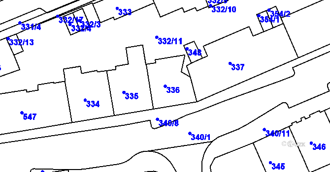Parcela st. 336 v KÚ Drahovice, Katastrální mapa