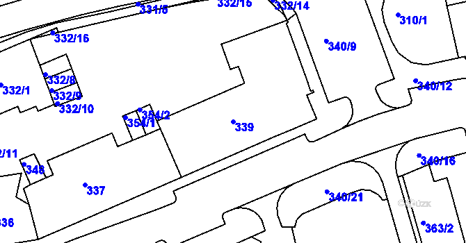 Parcela st. 339 v KÚ Drahovice, Katastrální mapa