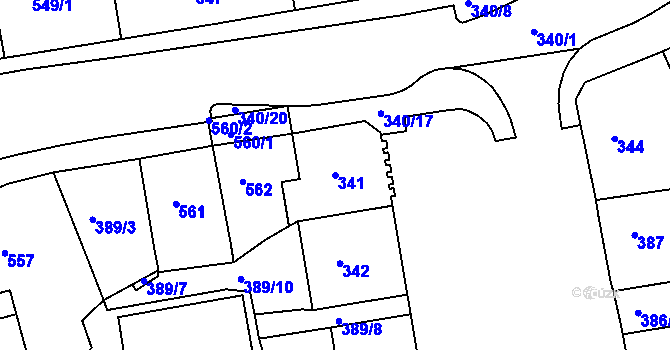 Parcela st. 341 v KÚ Drahovice, Katastrální mapa