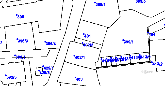 Parcela st. 402/2 v KÚ Drahovice, Katastrální mapa