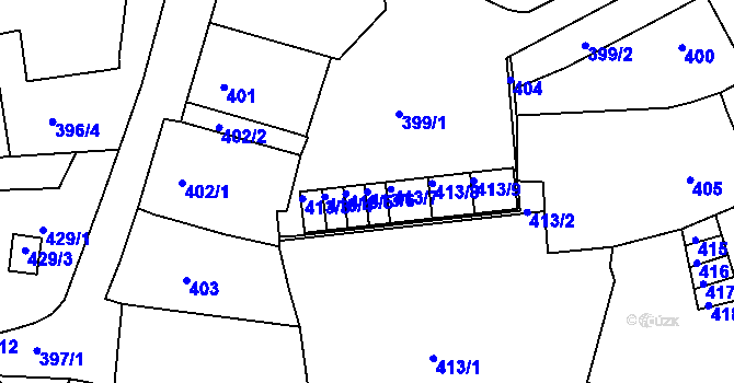 Parcela st. 413/6 v KÚ Drahovice, Katastrální mapa