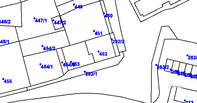 Parcela st. 452 v KÚ Drahovice, Katastrální mapa