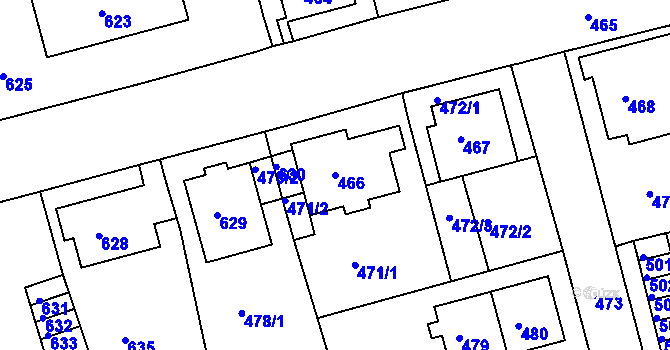 Parcela st. 466 v KÚ Drahovice, Katastrální mapa