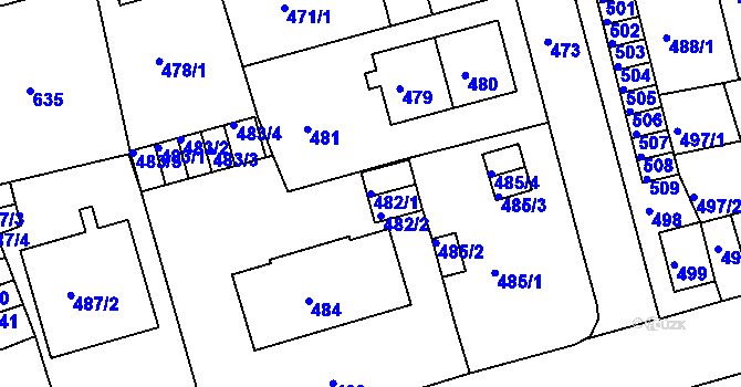 Parcela st. 482/1 v KÚ Drahovice, Katastrální mapa