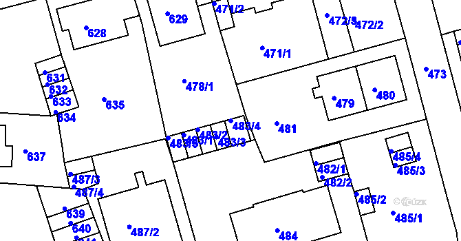 Parcela st. 483/4 v KÚ Drahovice, Katastrální mapa