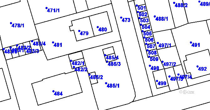 Parcela st. 485/4 v KÚ Drahovice, Katastrální mapa