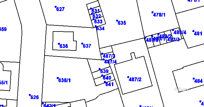 Parcela st. 487/3 v KÚ Drahovice, Katastrální mapa