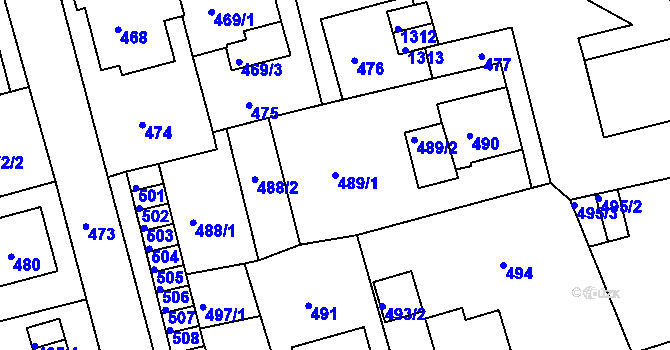 Parcela st. 489/1 v KÚ Drahovice, Katastrální mapa