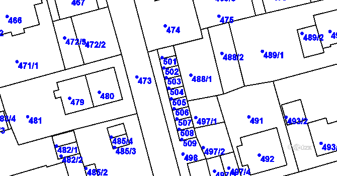 Parcela st. 504 v KÚ Drahovice, Katastrální mapa