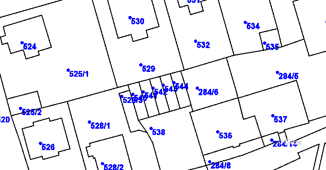 Parcela st. 543 v KÚ Drahovice, Katastrální mapa