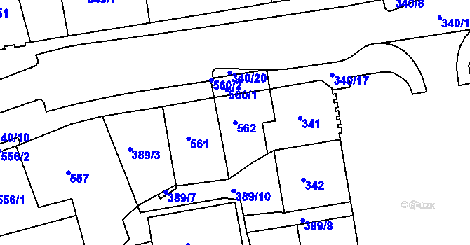 Parcela st. 562 v KÚ Drahovice, Katastrální mapa