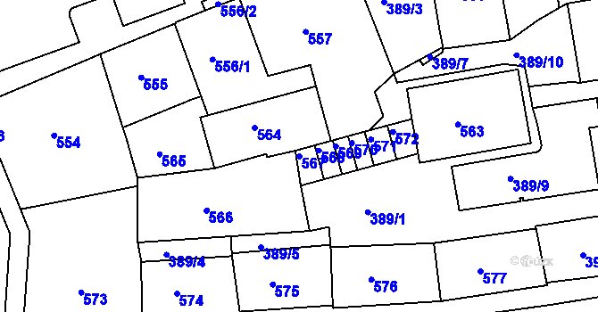 Parcela st. 567 v KÚ Drahovice, Katastrální mapa