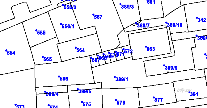Parcela st. 569 v KÚ Drahovice, Katastrální mapa
