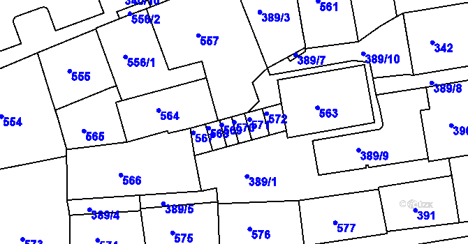 Parcela st. 570 v KÚ Drahovice, Katastrální mapa