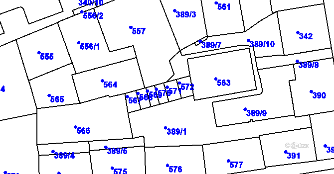 Parcela st. 571 v KÚ Drahovice, Katastrální mapa