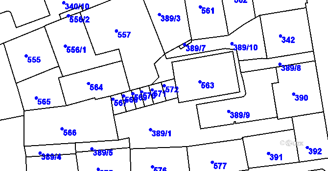 Parcela st. 572 v KÚ Drahovice, Katastrální mapa