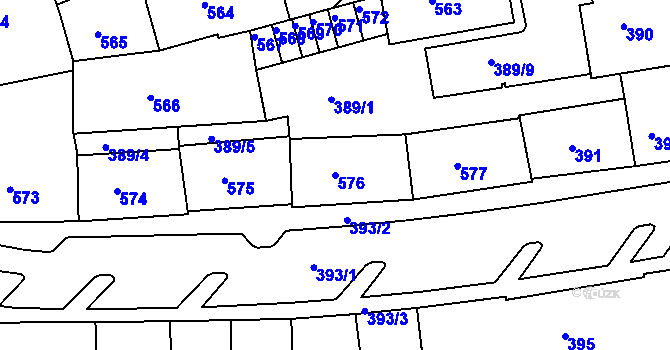 Parcela st. 576 v KÚ Drahovice, Katastrální mapa