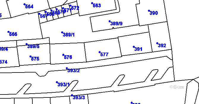 Parcela st. 577 v KÚ Drahovice, Katastrální mapa
