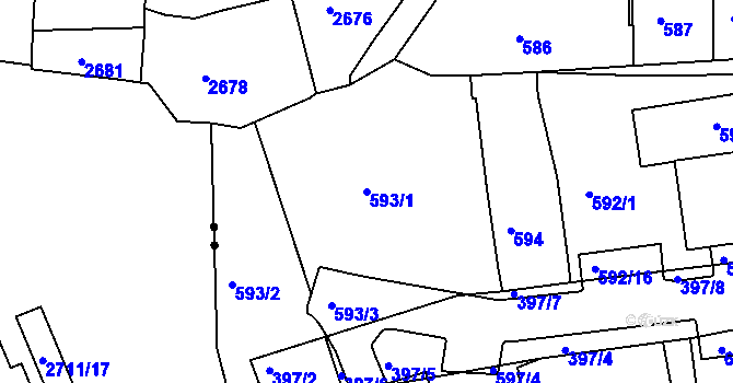 Parcela st. 593/1 v KÚ Drahovice, Katastrální mapa