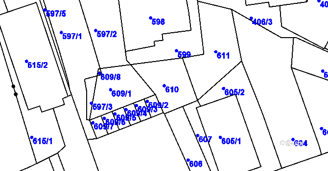 Parcela st. 610 v KÚ Drahovice, Katastrální mapa