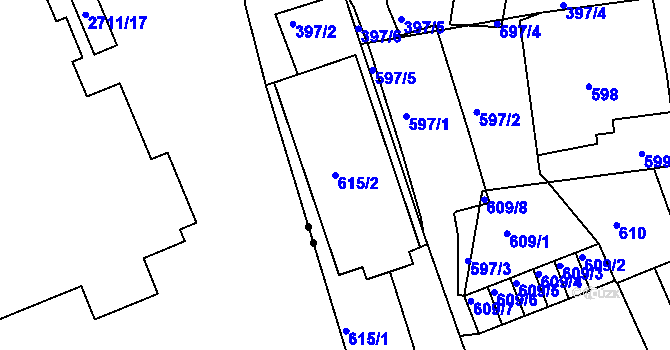 Parcela st. 615/2 v KÚ Drahovice, Katastrální mapa