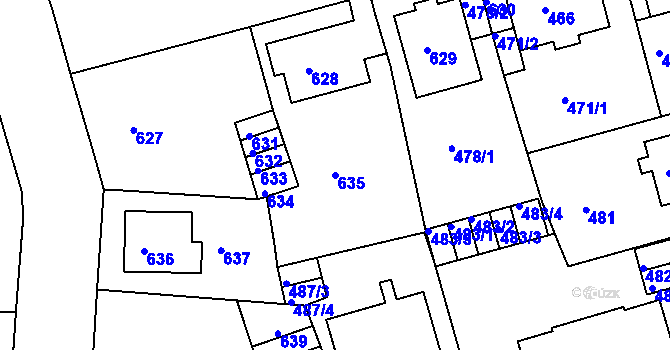 Parcela st. 635 v KÚ Drahovice, Katastrální mapa