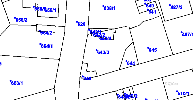 Parcela st. 643/3 v KÚ Drahovice, Katastrální mapa