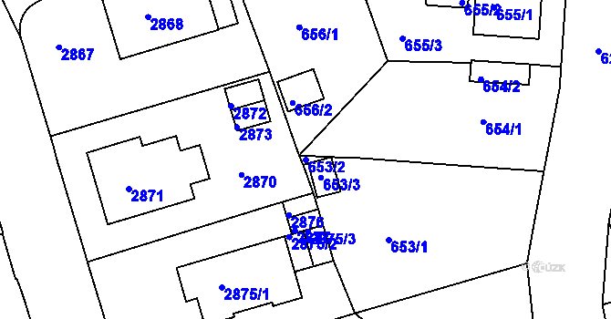 Parcela st. 653/2 v KÚ Drahovice, Katastrální mapa