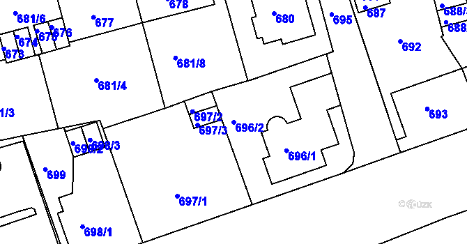 Parcela st. 696/2 v KÚ Drahovice, Katastrální mapa