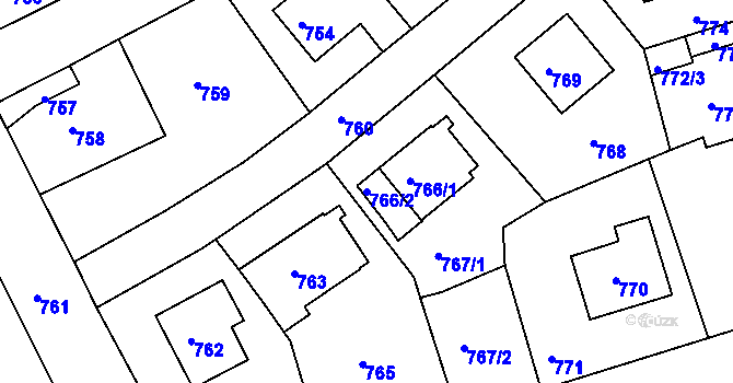 Parcela st. 766/2 v KÚ Drahovice, Katastrální mapa