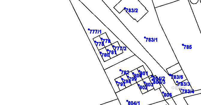 Parcela st. 780 v KÚ Drahovice, Katastrální mapa