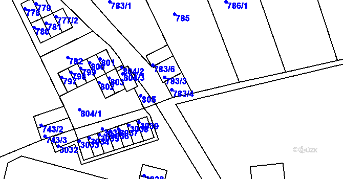 Parcela st. 783/4 v KÚ Drahovice, Katastrální mapa