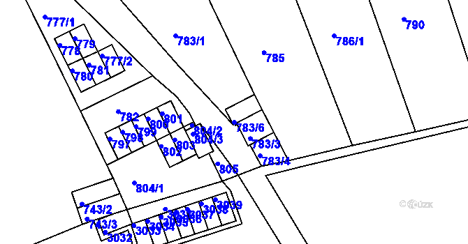 Parcela st. 783/6 v KÚ Drahovice, Katastrální mapa