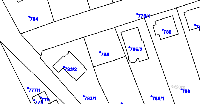 Parcela st. 784 v KÚ Drahovice, Katastrální mapa