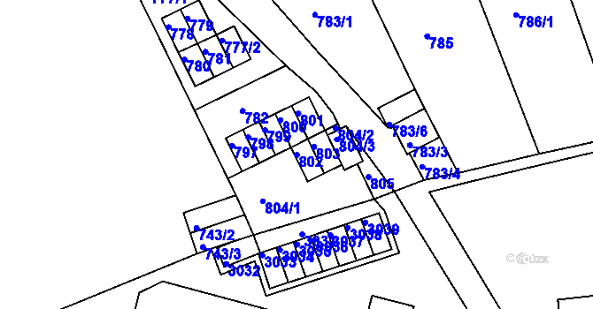 Parcela st. 802 v KÚ Drahovice, Katastrální mapa