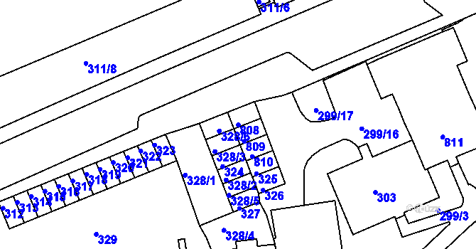 Parcela st. 808 v KÚ Drahovice, Katastrální mapa