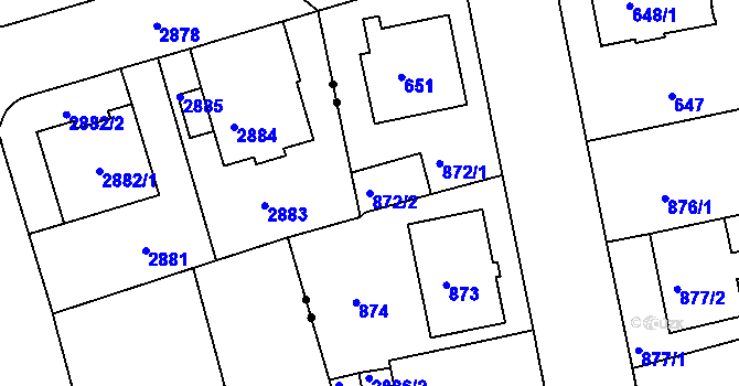 Parcela st. 872/2 v KÚ Drahovice, Katastrální mapa