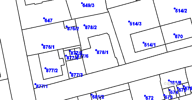 Parcela st. 878/1 v KÚ Drahovice, Katastrální mapa