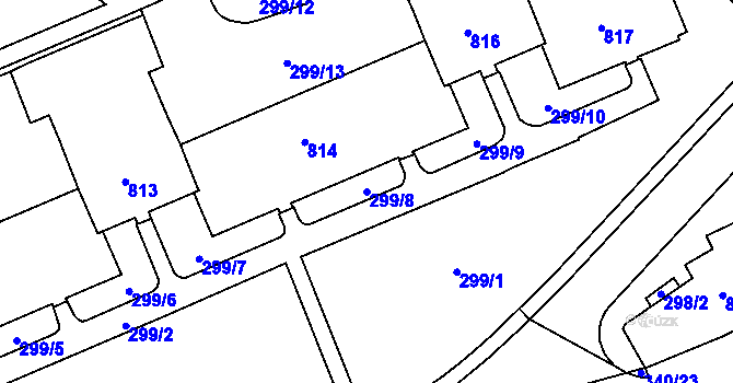 Parcela st. 299/8 v KÚ Drahovice, Katastrální mapa