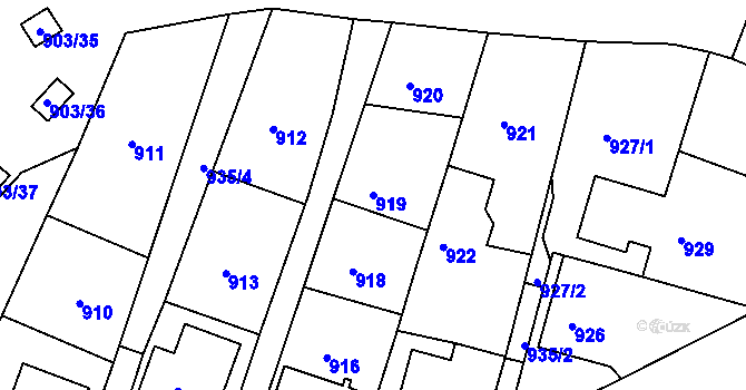 Parcela st. 919 v KÚ Drahovice, Katastrální mapa
