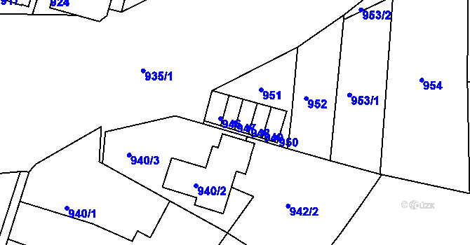 Parcela st. 947 v KÚ Drahovice, Katastrální mapa