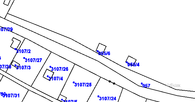 Parcela st. 955/6 v KÚ Drahovice, Katastrální mapa