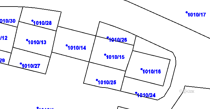 Parcela st. 1010/15 v KÚ Drahovice, Katastrální mapa