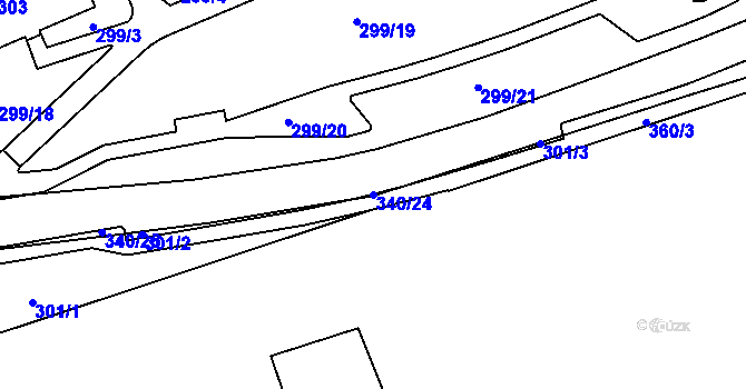 Parcela st. 340/24 v KÚ Drahovice, Katastrální mapa