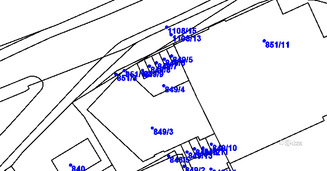 Parcela st. 849/4 v KÚ Drahovice, Katastrální mapa