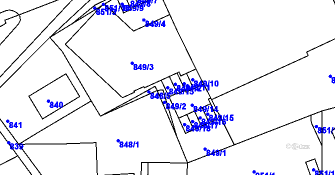 Parcela st. 849/13 v KÚ Drahovice, Katastrální mapa