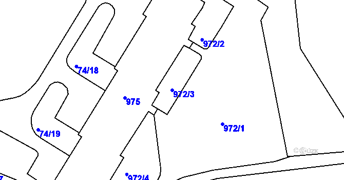Parcela st. 972/3 v KÚ Drahovice, Katastrální mapa